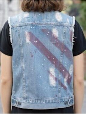 BDG Urban Outfitters American Flag Distressed Denim Vest Size M